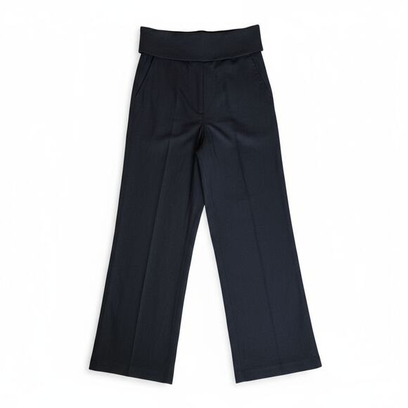 Zara Wide Leg Pants Fold Over Waist Black Linen Blend Size Small - Picture 3 of 8
